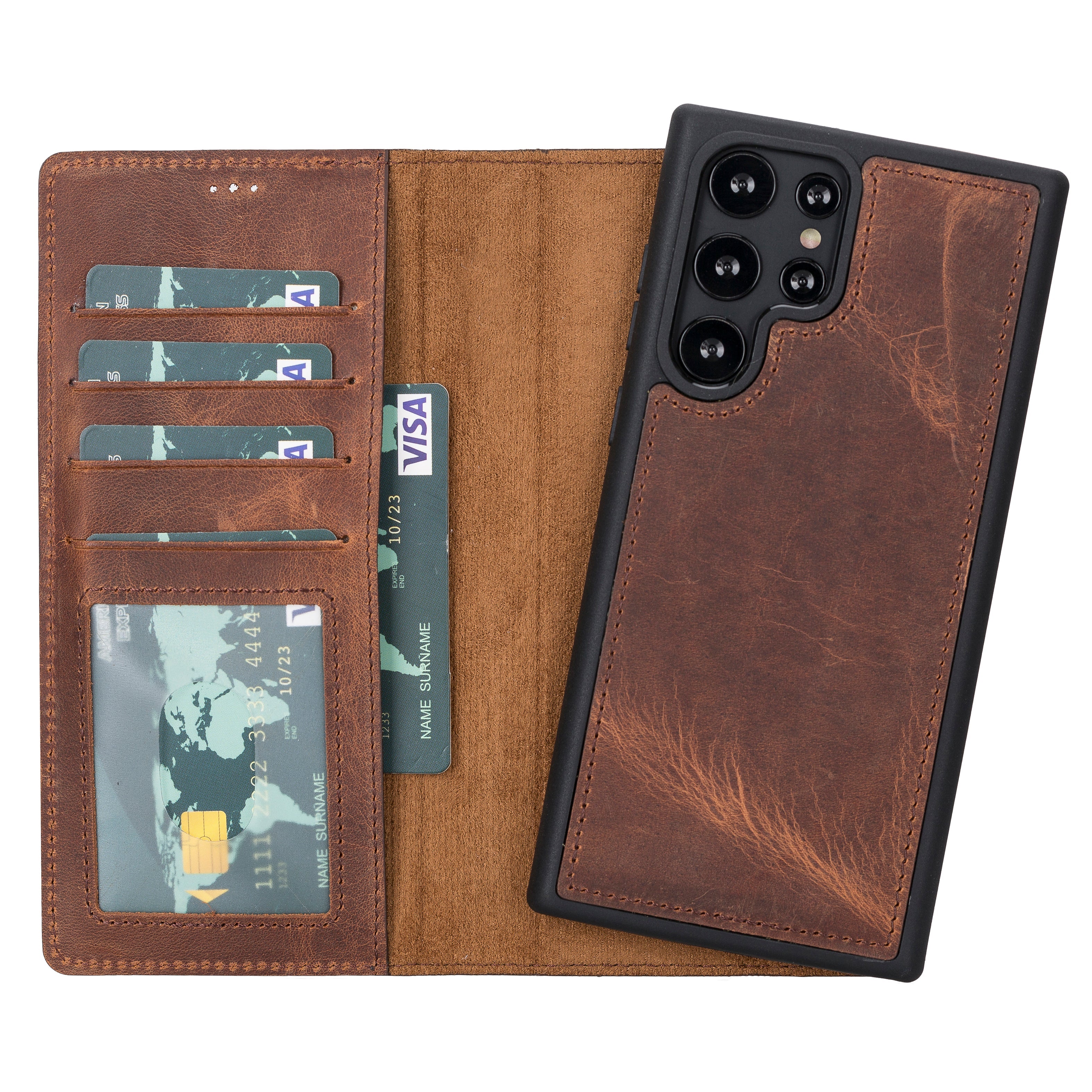 Leather Samsung Galaxy S23 Ultra Detachable Wallet Case